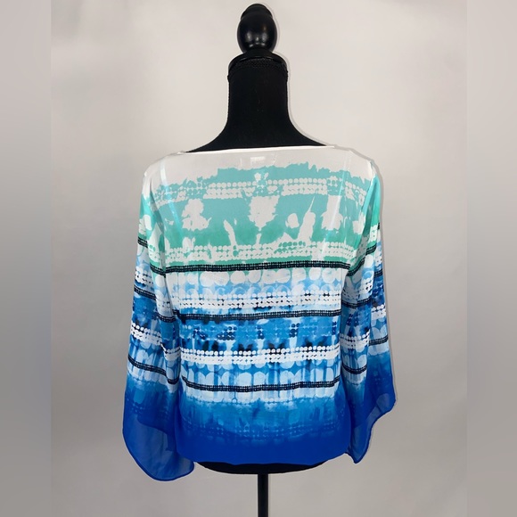 Blouse Top Alfani Blue Sheer Large Petite - Picture 5 of 9